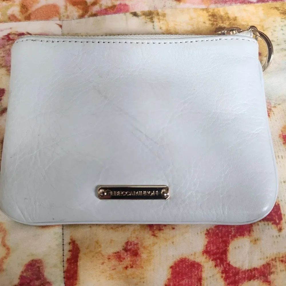 New Rebecca Minkoff Mint Blue Leather "Happily Ever After" Pouch/Wallet Ret. $72